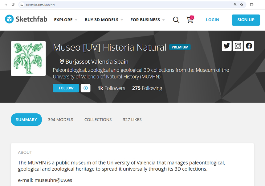 Les col·leccions 3d del MUVHN aconsegueixen el lloc 14 en seguidors en Sketchfab